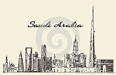 Skyline Saudi Arabia vector drawn sketch Vector Illustration