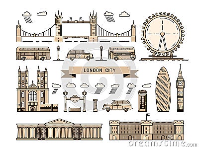 Skyline Symbols of London Vector Illustration