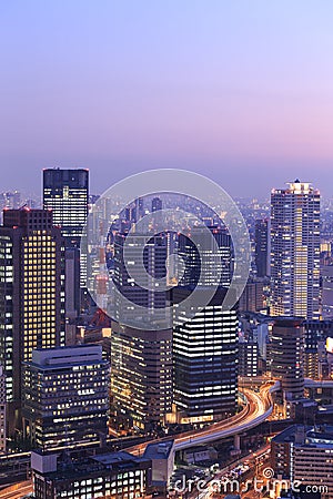 Skyline of Umeda District, Osaka, Japan Editorial Stock Photo