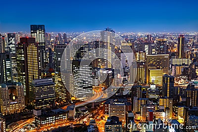 Skyline of Umeda District in Osaka Editorial Stock Photo