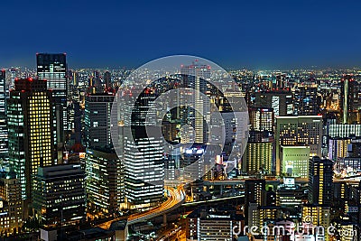 Skyline of Umeda District in Osaka Editorial Stock Photo