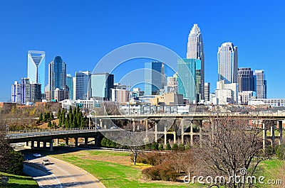 Skyline of Uptown Charlotte Stock Photo