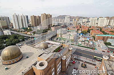 The skyline of Urumqi, Xinjiang. China Stock Photo