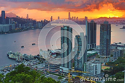 Skyline of Victoria Harbour, Hong Kong Editorial Stock Photo