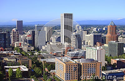Skyline view of Portland Oregon. Stock Photo