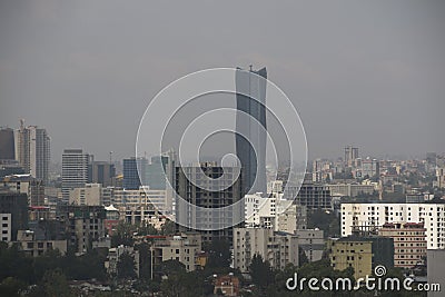 Skylines and skyscrapers of Ethiopia`s capital, Addis Ababa. Editorial Stock Photo