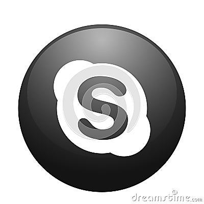 Skype logo icon in black vector element on white background Cartoon Illustration