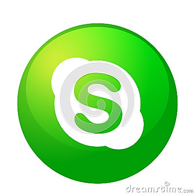 Skype logo icon in green vector element on white background Cartoon Illustration