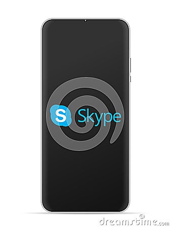 Skype logo icon on smartphone screen Vector Illustration