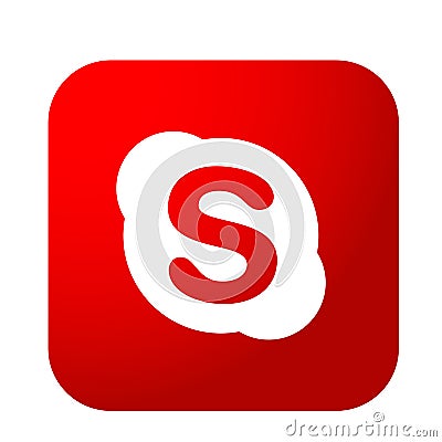 Skype logo icon in red vector element on white background Cartoon Illustration