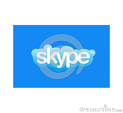 Skype logotype on white background. Skype is a telecommunications application software developed by Microsoft. Skype app . Kharkiv Editorial Stock Photo