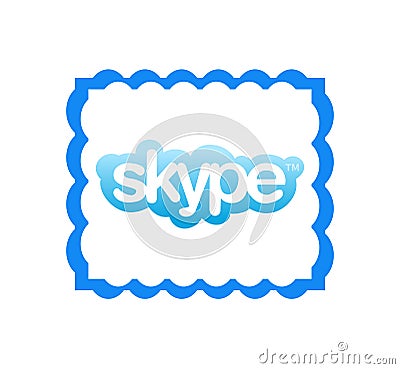 Skype logotype on white background. Skype is a telecommunications application software developed by Microsoft. Skype app . Kharkiv Editorial Stock Photo