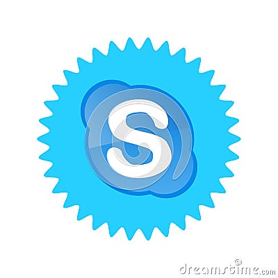 Skype logotype on white background. Skype is a telecommunications application software developed by Microsoft. Skype app . Kharkiv Editorial Stock Photo