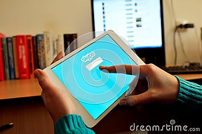 Skype network on digital tablet Editorial Stock Photo