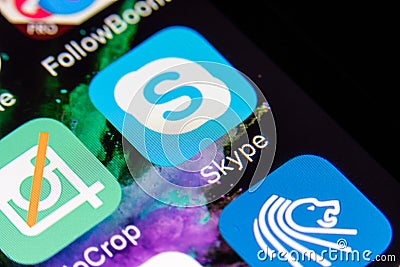 Skype application on smart phone screen Editorial Stock Photo