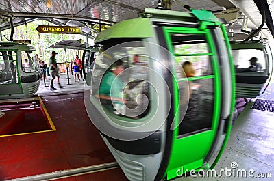 Skyrail Rainforest Cableway above Barron Gorge National Park Que Editorial Stock Photo