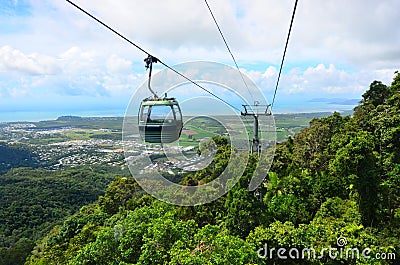 Skyrail Rainforest Cableway above Barron Gorge National Park Que Editorial Stock Photo