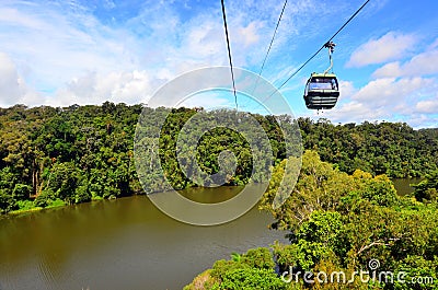 Skyrail Rainforest Cableway above Barron Gorge National Park Que Editorial Stock Photo