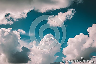 Skys beauty bright sky adorned with fluffy clouds exudes vibrancy Stock Photo