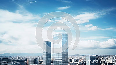 Skyscape of a group of modern office buildings in the city of Barcelona Stock Photo