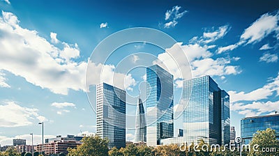 Skyscape of a group of modern office buildings in the city of Barcelona Stock Photo