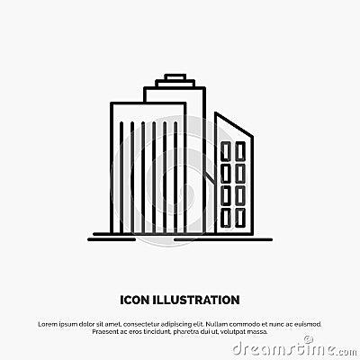 Skyscraper, Architecture, Buildings, Business, Office, Real Estate Line Icon Vector Vector Illustration