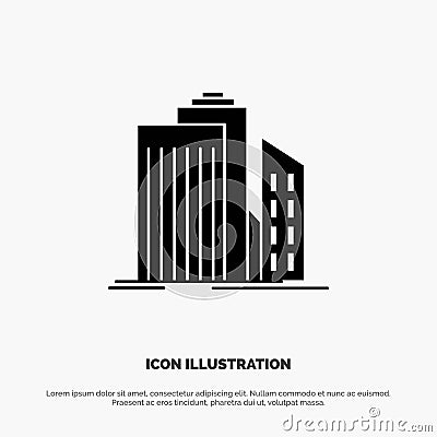 Skyscraper, Architecture, Buildings, Business, Office, Real Estate solid Glyph Icon vector Vector Illustration