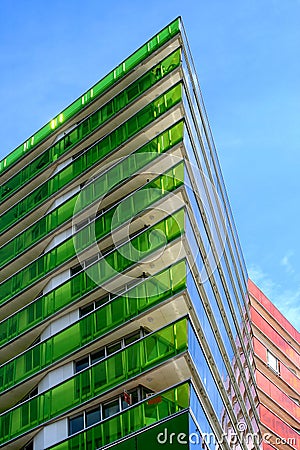 Skyscraper with coloured walls Stock Photo