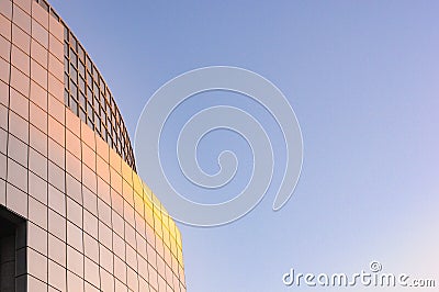 Skyscraper detail in Paris business district La Defense with the sun reflecting on the building Stock Photo