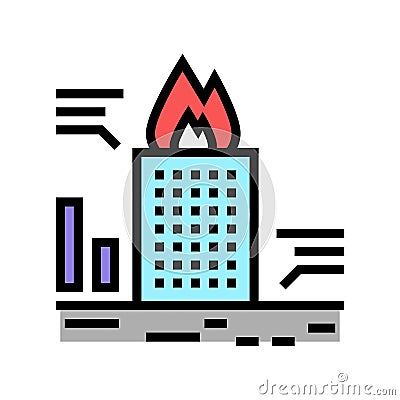 Skyscraper fire test color icon vector illustration Vector Illustration
