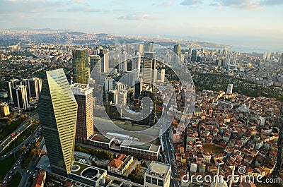 Skyscraper at a height of 280 mt in Istanbul and the Golden Horn Editorial Stock Photo