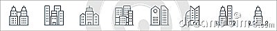 skyscraper line icons. linear set. quality vector line set such as city building, government buildings, tall building, offices, Vector Illustration