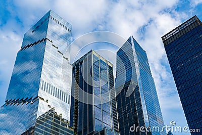Skyscraper in metropolis city. City downtown with skyscraper in perspective. Perspective view. Skyscraper building Stock Photo