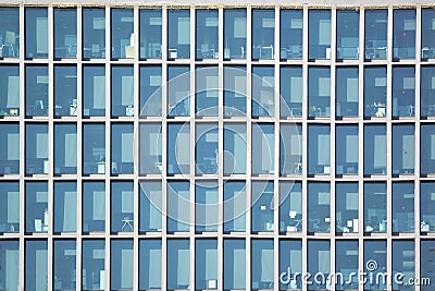 Skyscraper office building facade. Blue tone frame background and empty copy space Stock Photo