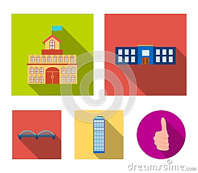 Skyscraper, police, bridge, government house.Building set collection icons in flat style vector symbol stock Vector Illustration