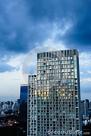 Skyscraper in stormy cloud Editorial Stock Photo