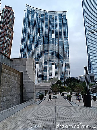 skyscraper with trees and plants in Kowloon, Hongkong Editorial Stock Photo