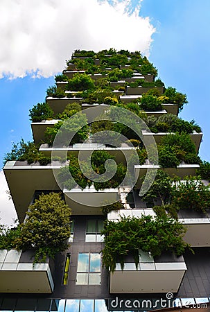 Skyscraper vertical forest in Milan Stock Photo