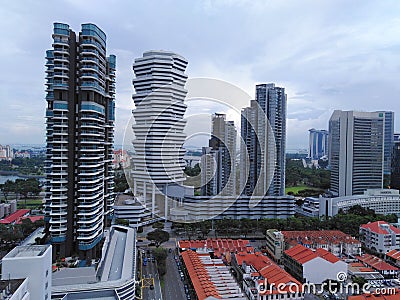 Skyscrapers along Beach Road in Singapore Editorial Stock Photo