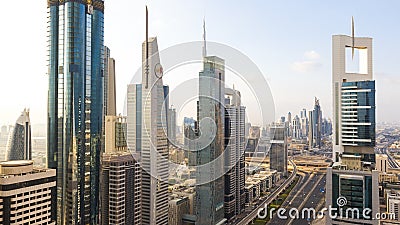 Skyscrapers along Sheikh Zayed Road Editorial Stock Photo