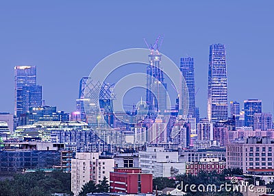 Skyscrapers in Beijing city center at twilight Editorial Stock Photo