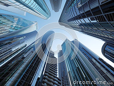 Skyscrapers city business center. 3d illustration Stock Photo