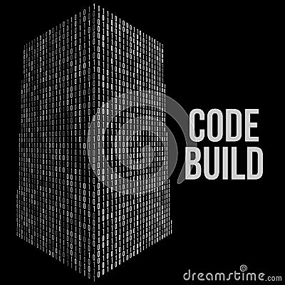 Skyscrapers code. Binary digital form of futuristic city building Vector Illustration