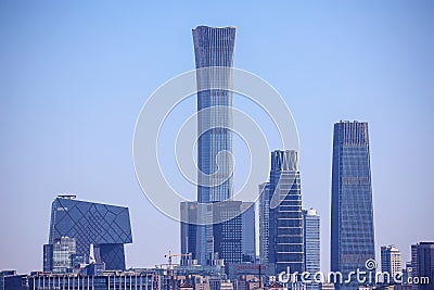 Skyscrapers on the East Third Ring Road of Beijing, China Editorial Stock Photo