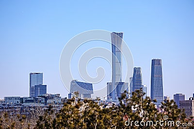 Skyscrapers on the East Third Ring Road of Beijing, China Editorial Stock Photo