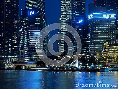 Skyscrapers of Merlion Park. Editorial Stock Photo