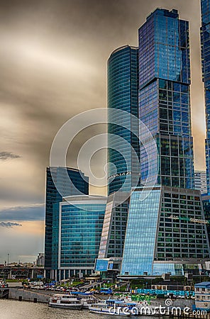 Skyscrapers on the Moscow River. Moscow City. Stock Photo