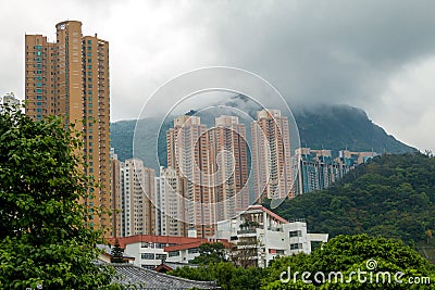 Skyscrapers in Mountainous Hong Kong Stock Photo