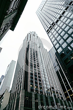 Skyscrapers in New York City. Really tall and beautiful buildings. A typical image of the city Editorial Stock Photo