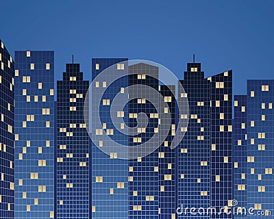 Skyscrapers by night Vector Illustration